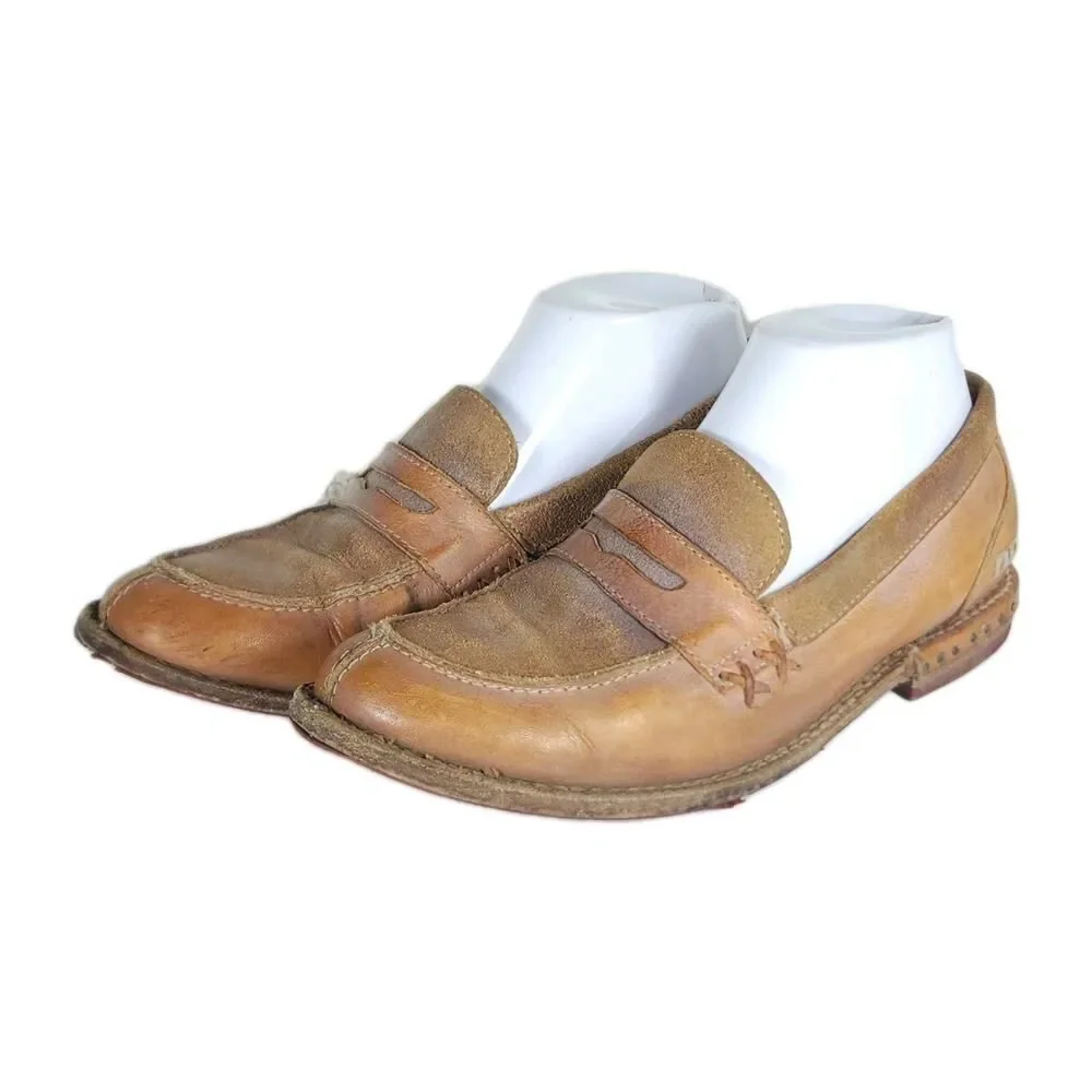 Bed Stu Women's Reina Cobbler Series US8 Brown Leather Penny Loafers Shoes